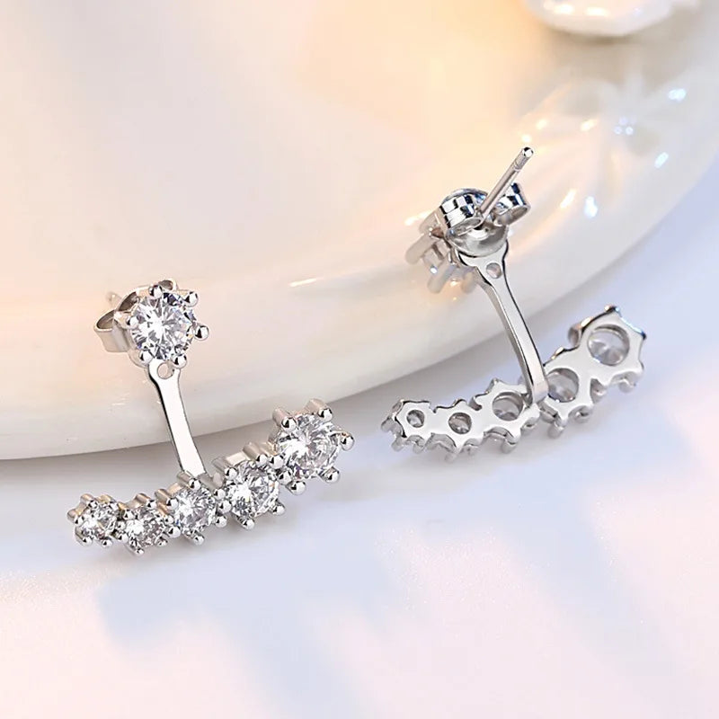 New 925 Sterling Silver Moissanite Earrings Noble for Women Exquisite Girlfriend Wedding Engagement - Visuel 3 | SAMAG