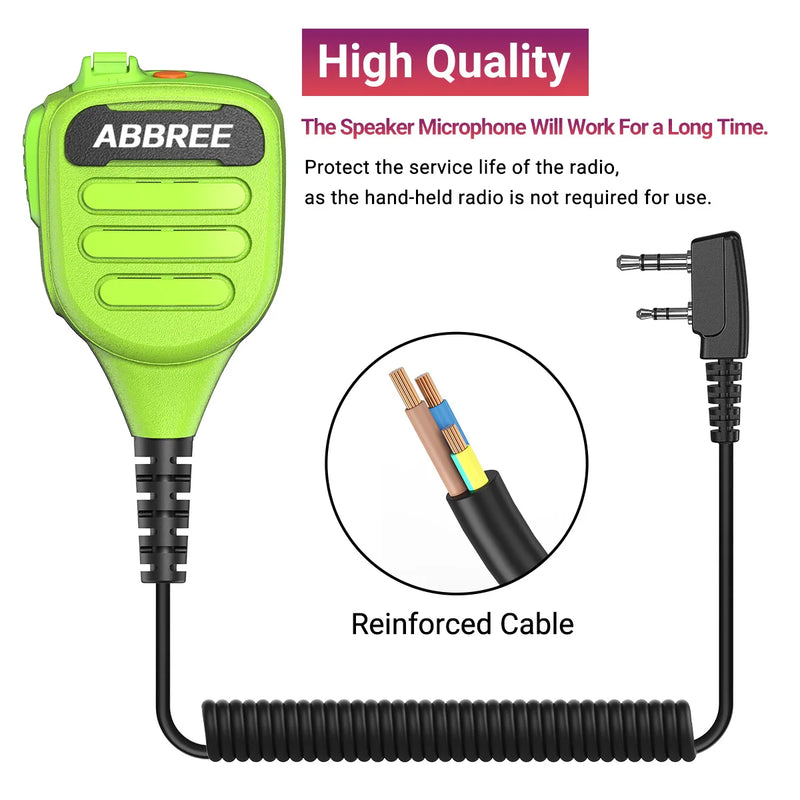 ABBREE AR-850 Waterproof Speaker Mic Adjustable Volume Shoulder Microphone For Baofeng UV-5R BF-888S AR-152 Ham Walkie Talkie