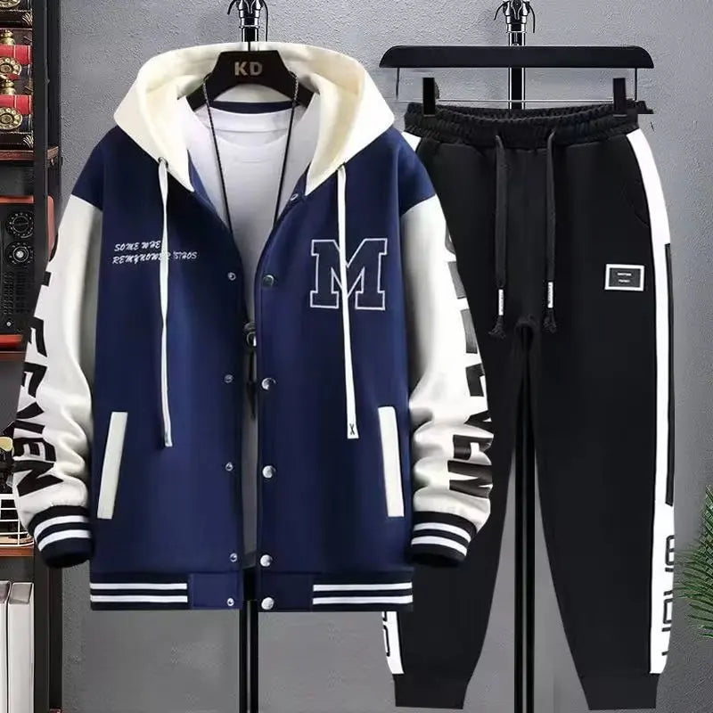 Men's Hooded Tracksuit Set Hoodie Jogger Pants 2 Piece Fashion Sports Wear Korean Popular Clothes Plus Size - View 12 | SAMAG