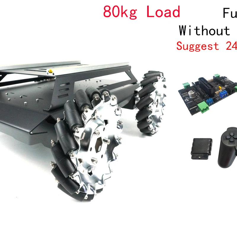 80kg Load Heavy Duty Metal Car Chassis 152mm Mecanum Wheel Trolley Omnidirectional V5Max Mobile Robot for Arduino Robot DIY Kit