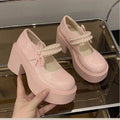 Bows Thick-soled High-heeled Women's Shoes - 2026 Spring/summer New Style - Short-legged Single Shoes
