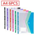 6/12pcs A4 11 Holes Binder Pocket Organizer Folders Transparent File Bag Document Pouch with Button Label for School Home Office