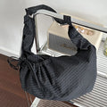 Retro Plaid Hobos Shoulder Bags for Women Drawstring Pocket Nylon Dumpling Bag Large Capacity Portable Travel Messenger Bag