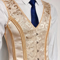 Mens Corset Vest Lace Up Bones Formal Waistcoat Beige Floral Waist Trainer Dress Vest For Wedding Party Tight Tops