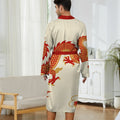 Men's Digital Printed Spring and Autumn Thin Style Quick Drying Long Sleeved Summer Air-Conditioned Pajamas Bathrobe