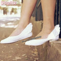 Retro White Wings Ballet Flats Solid Round Toe Sewing Shallow Low Heel Casual Roman Shoes 2025 Summer New Fashion Women Shoes