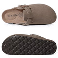Litfun Classic Cork Clogs For Women Men Genuine Summer Clogs with Arch Support Cork Leather Home Mules Shoes Thick Beach Sandals