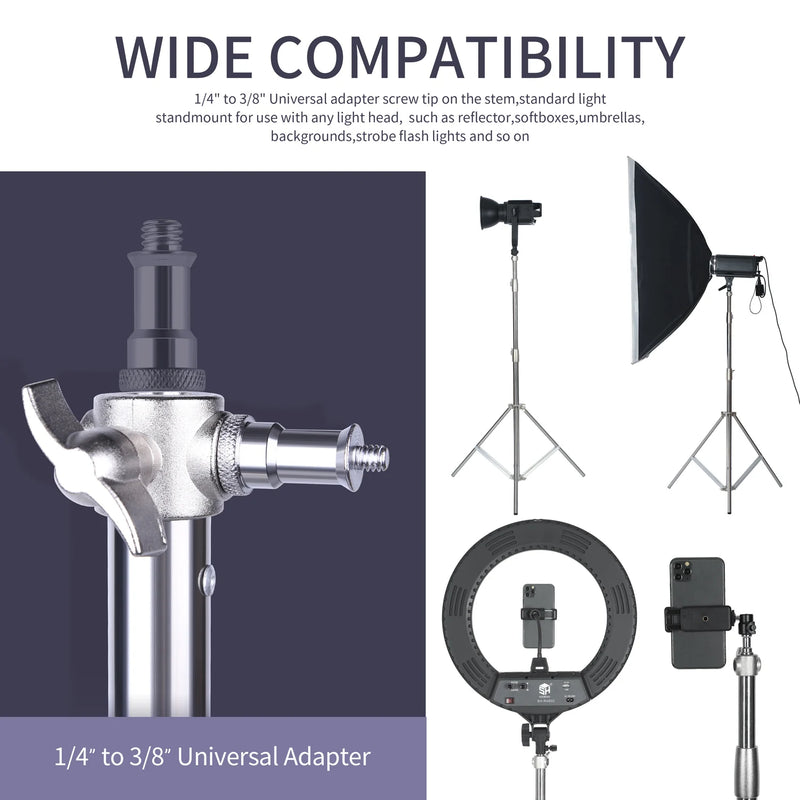 290cm Air Pressure Tripod Bearing 10kg for Camera Stainless Steel Light Stand For Ring Light Live Youtube and Photography Soft
