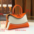 Cross-border contrasting splicing Boston handbag women's fashionable new retro women's large-capacity pillow bag