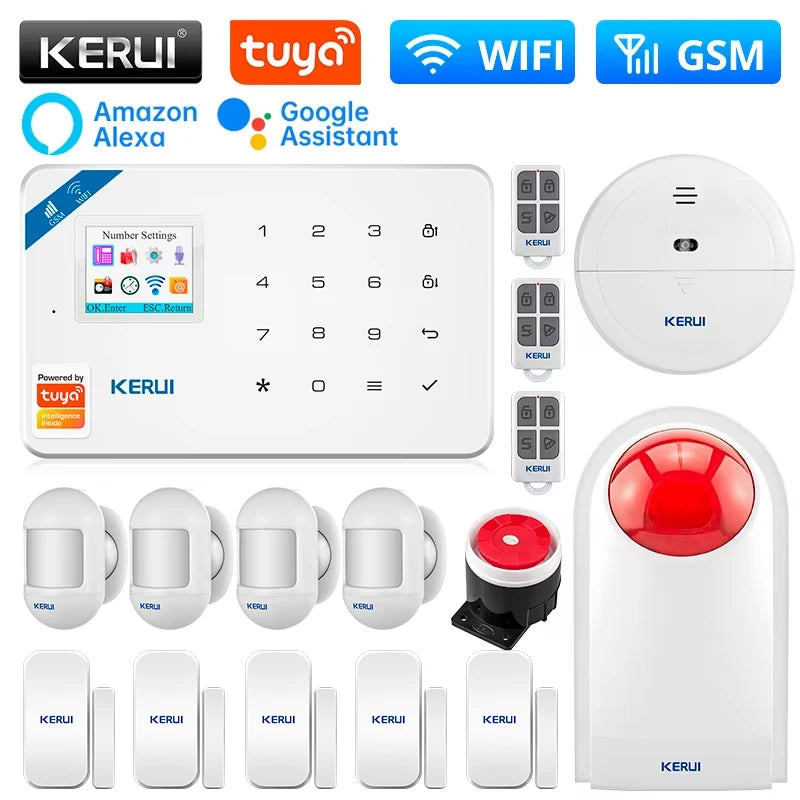KERUI W181 WIFI GSM Alarm System Kit with Door/Window Sensor for Home Security Support Alexa Tuya Smart APP Remote Control