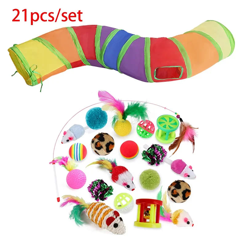 Cat Teaser Wand Toy Self Entertainment Maze Tunnel Collapsible Drill Channel Interactive Play Toy For Indoor Kitten Cat Pet