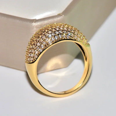 Real 18k Gold Rings for Women Luxury Full Diamond Fine Jewelry Wedding Anniversary Party for Girlfriend&Wife Gift | SAMAG
