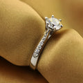Luxury 925 Sterling Silver Classic Ring for Women Six claw jewelry simple 70ct diamond ring imitation diamond women's ring