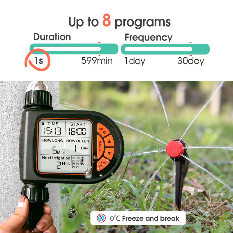 5-50M Garden Smart Rain Sensor Timer Drip Watering Kit for Outdoors Plants 1/4" Adjustable Dropper Automatic Irrigation System