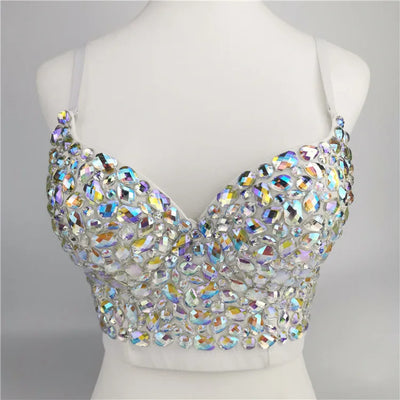 Hand - Stitched Ab Colorful Diamonds Bustier Suspenders | SAMAG