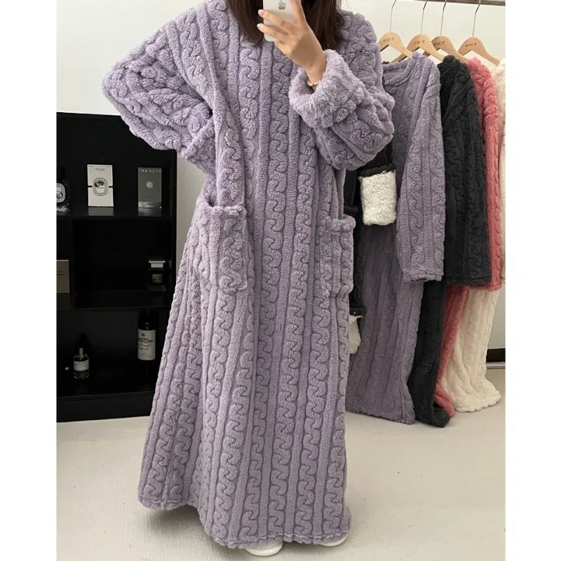 Thickened Warm Plus Size Ladies Pyjamas Flannel Winter | SAMAG