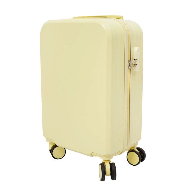 20" Travel Luggage Suitcase Yellow Carry on Luggage, Suitcase with Cup Holder Top Handle Top Handle USB Port for Short-distance Domestic and International Tourism, Business Trips, Vacations