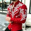 Men's Shirt with Contrasting Print, Black, White, and Red | SAMAG