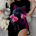 Little Cat in a Crown' Printed Long T-Shirt Short-Sleeved | SAMAG
