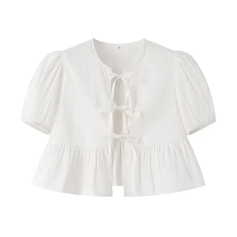 Ruffle Blouses Woman Puff Sleeve Shirts and for Women - View 4 | SAMAG