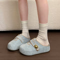 Women's Ladies Suede Flat Clogs Mules Slides with Contrast Stitching Closed Toe Slip On Comfotrable Casual Daily Slippers Shoes
