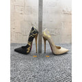 Autumn new pointed shallow mouth shoes, fine heels, high-end feel, snake pattern, sexy high heels, plus size women's shoes