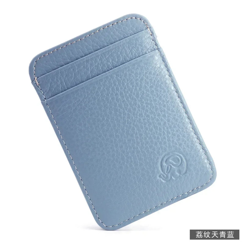Fashion 100% Genuine Leather Thin Bank Credit Card Case Mini Card Wallet Men Bus Card Holder Cash Change Pack Business ID Pocket