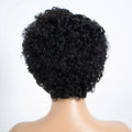 Natural Brown Short Pixie Cut Part Lace Jerry Curly 100% Human Hair Wigs With Bangs For Women Peruvian Remy Hair Glueless Wigs