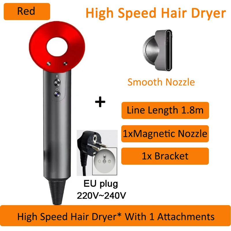 7 in 1 Hair Dryer Professional with Cold Hot Air Functionality Negative Lon Blow Quick Dry Leafless Salon Home Hairdryer