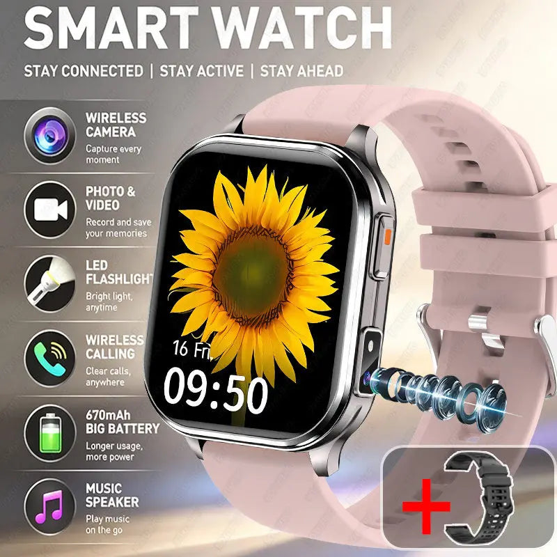2026New Smart Watch With Camera Men Women Photos Record Video Health Sports Fitness IP68 Waterproof BT Call Recording Smartwatch