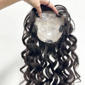 15x16cm Virgin European Human Hair Topper Hair Piece Clips in Loose Wave Silk Top Base Topper with Bangs for Thinning Hair Women