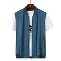 Summer New Men's Lightweight Thin Vests Trend Baseball Collar Zipper Sleeveless Casual Vest Coats Simple All-match Men Vests 6XL