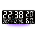 Large Digital Wall Clock with 7Colors Mood Light 2 Alarm TEMP Humidity Date Table Clock 12/24H Timing Countdown LED Alarm Clock