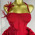 Sexy Halter Prom Gown Celebrity Club Two Piece Set Cocktail Elegant Women Fashion Luxury Birthday Party Red Black Bandage Outfit