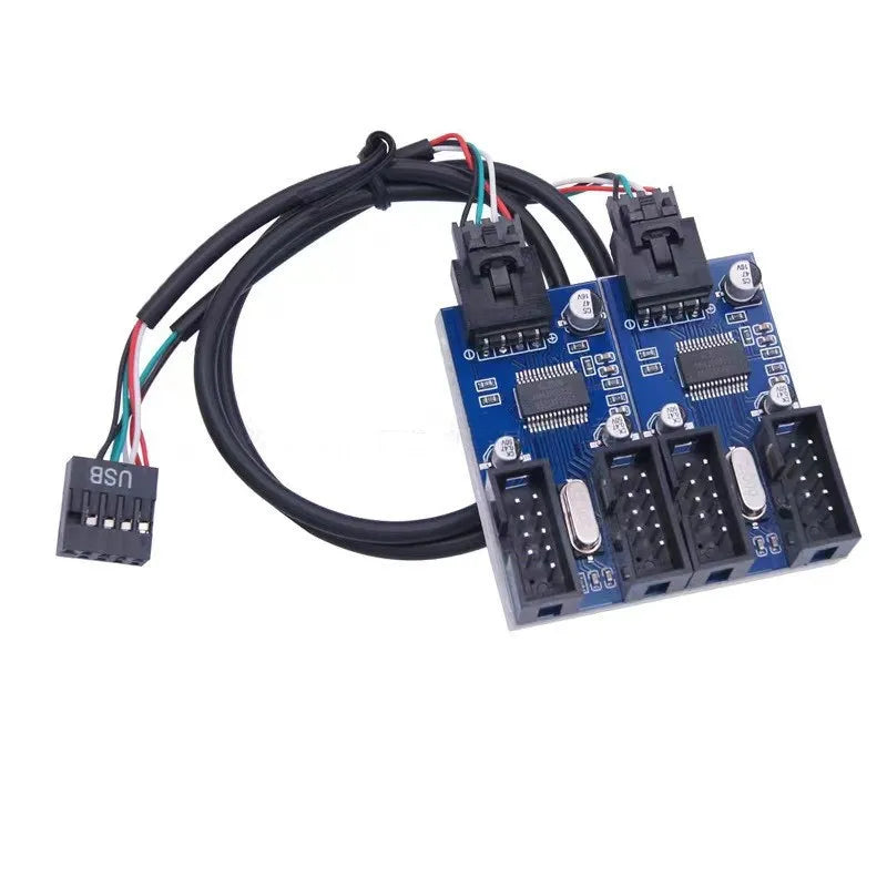 9Pin USB Splitter Motherboard USB Female Interface Header Splitter 1 to 2 Extension Cable Adapter 9Pin 1 to 4 USB HUB Connectors