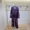 Horetong Muslim Abaya Robe Women Marble Print Chiffon V | SAMAG