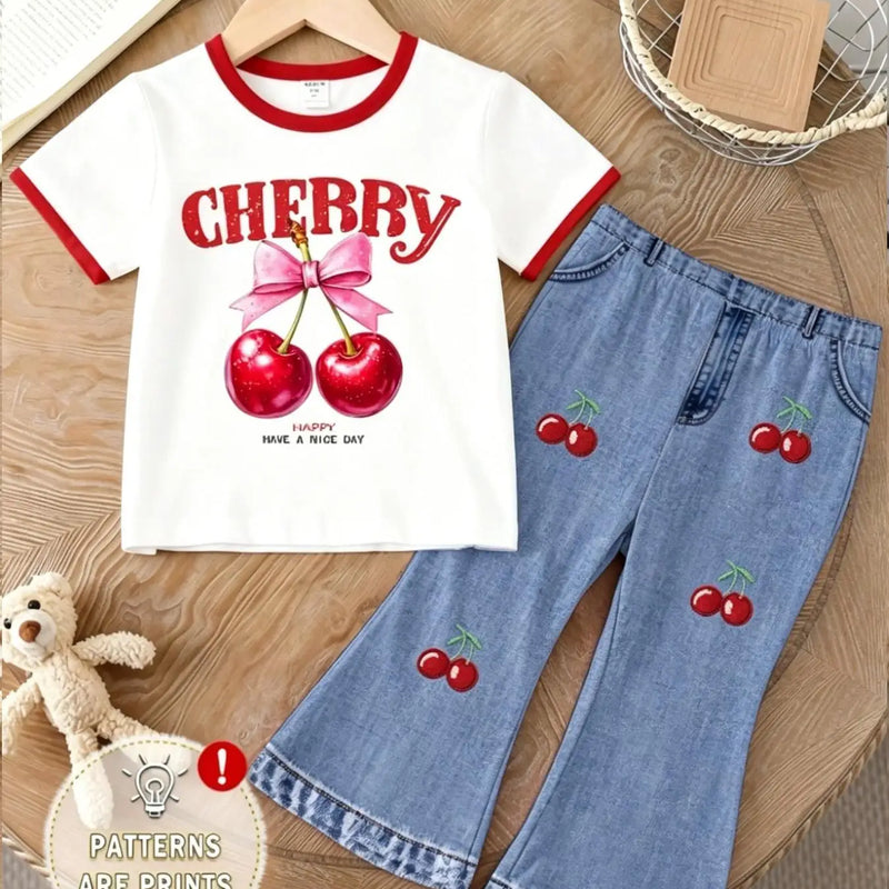 Children's Summer Casual Outfit: Girls' Cute Cherry | SAMAG