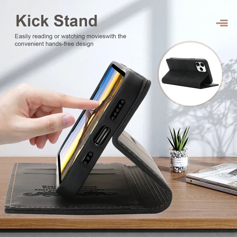 Wallet Flap Skin Feel Magnetic Leather Cover For iPhone 16 Pro Max 15 Plus 14 13 Mini 12 11 SE4/2025 SE3/2022 X XR XS Max 8 7