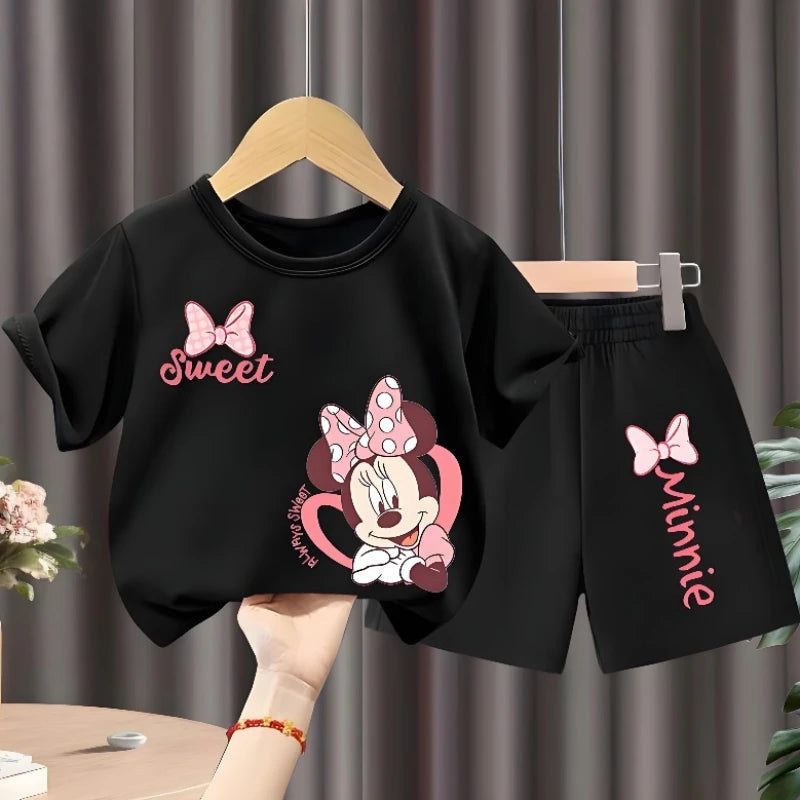 Children's T Shirt and Shorts Two Piece Set Girls O Neck - View 5 | SAMAG
