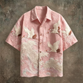 New Dark Green Embossed Pattern Fabric with Flying Crane | SAMAG