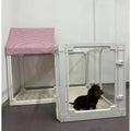 DIY Dog Playpen Puppy Cat Rabbit Ferret Transparent Pet Pen Easy Assemble Whelp Crate Kennel Cage Enclosure with Wheels