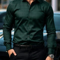 Men's dark plaid long sleeved shirt slim fit European | SAMAG