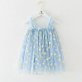 Toddler Girls Summer Sling Dress Sleeveless Daisy Print A-Line Tulle Princess Dress Kids Birthday Party Skirt Cute Baby Clothes