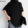 ZANZEA Causal Pure Cotton Blouse Summer Women Solid - View 4 | SAMAG