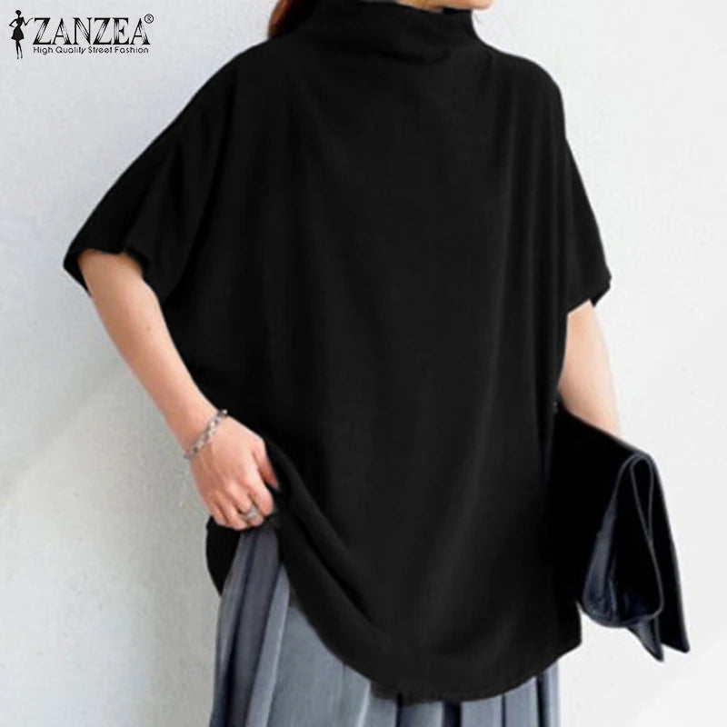 ZANZEA Causal Pure Cotton Blouse Summer Women Solid - View 4 | SAMAG