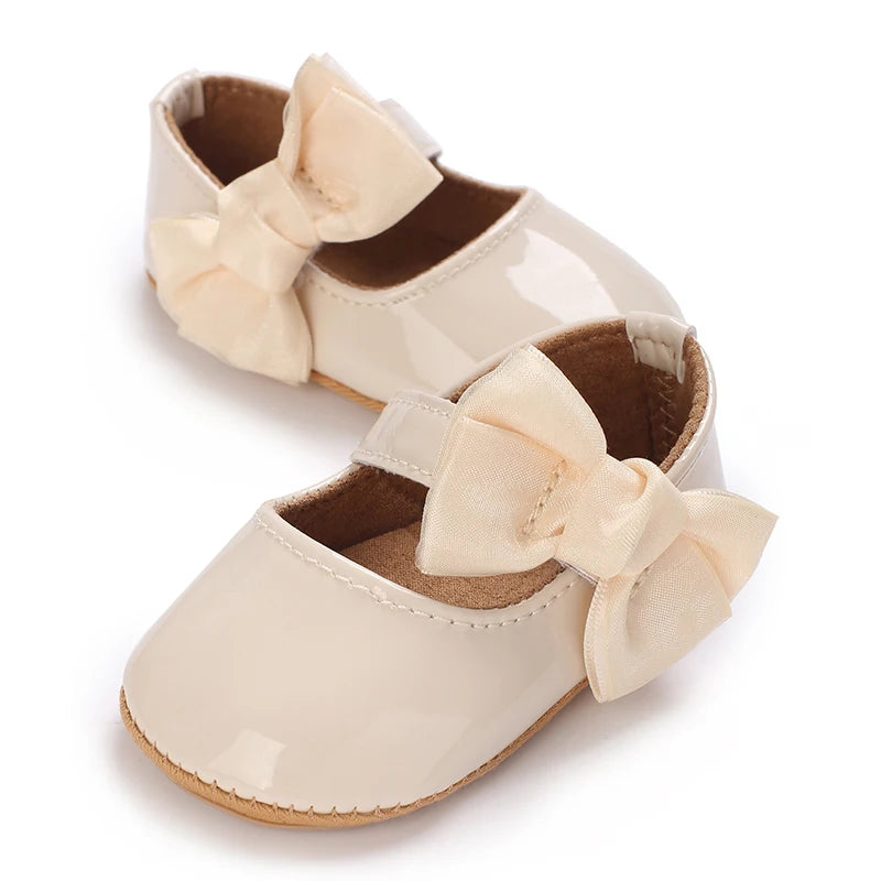 Spring and Autumn Baby Apricot Princess Shoes 0-12 Months Non-Slip Soft Sole Walking Shoes
