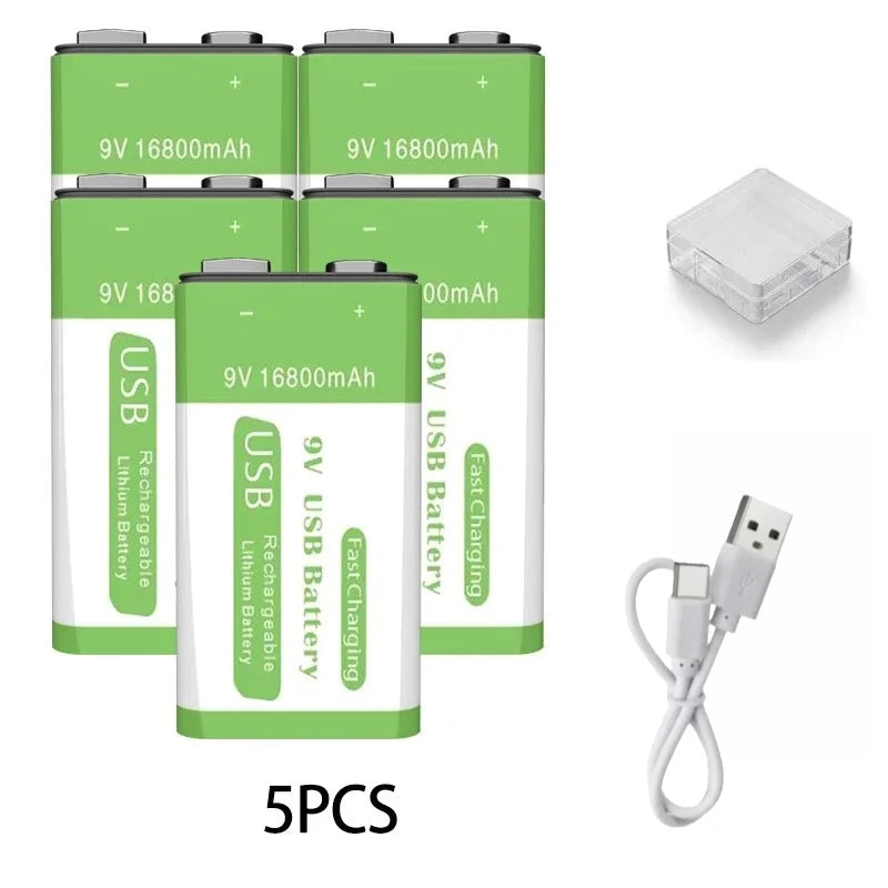 Micro USB 9V Rechargeable Li-ion Battery 16800mAh High Capacity for Multimeter, Microphone, Toy, Remote Control, KTV System