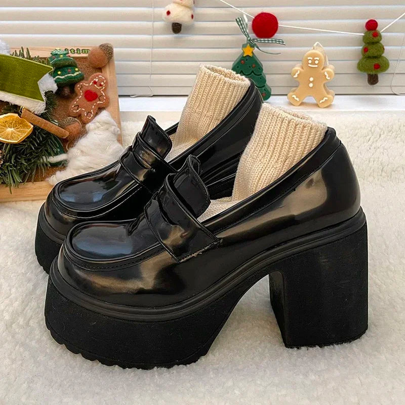 2026 New Retro Le Fu Shoes  Thick Soled High Heels Daily Luxury Women's Solid Color Temperament Mary Jane with Follow-up Shoes