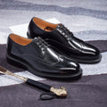 Handcrafted Mens Oxford Shoes Genuine Calfskin Leather Brogue Dress Shoes Classic Business Formal Shoes Man