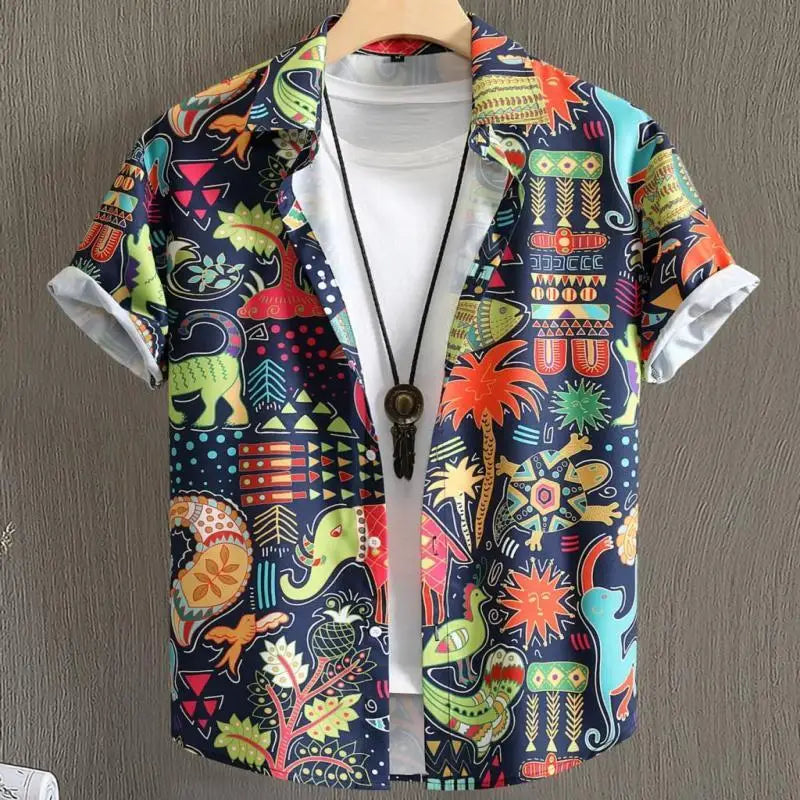 Summer Men's Social Casual Hawaiian Floral Short Sleeve | SAMAG